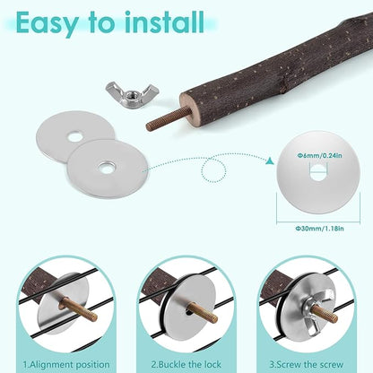 Bird Perches, 6 Pcs Natural Wood Parrot Perch Stand Chew Toys, Hanging Multi-Branch Parrot Perch Platform Swing Toy Cage Accessories for Small Parakeets, Budgies, Lovebirds, Canaries, Finches