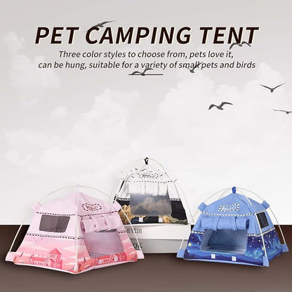 Hamster Mini Camping Tent Hideout, Syrian Hamster Tent House Rat Bed Without Installing, Lightweight & Easy to Clean, Suitable for Mouse, Fancy Rat, Chipmunk and Mini Guinea Pig (Grey)