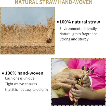 Fhiny Handmade Woven Bird Spawning Nest with Coconut Fiber Liner Flat Base Straw Bird Nest Bed Hatch Roosting for Dove Pigeon Parrot Turtle Quail Macaw Cuckoo Sparrow