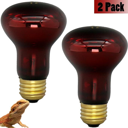Reptile Heat Lamp Bulb 75 Watt, Infrared Red Heat Light Bulb Basking Spot Lamp for Bearded Dragon, Reptiles Amphibian, Chickens Coop, Lizard, Turtle, Hermit Crab, Leopard Gecko, Snake, 2 Pack
