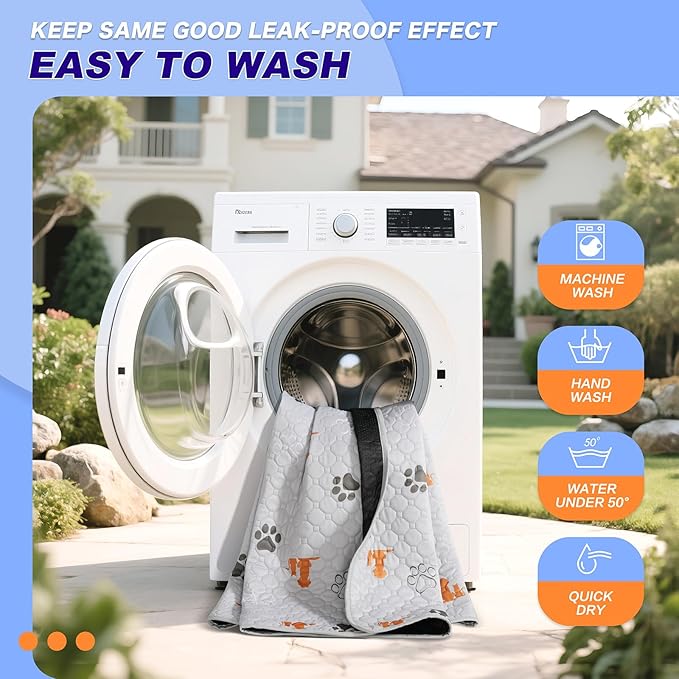 Washable Pee Pads for Dogs, 1 Pack Absorbent Reusable Training Dog Pads Pet Puppy Pads, Non-Slip Potty Pads for Whelping, Playpen, Crate, Bed, Orange, 63"x63"