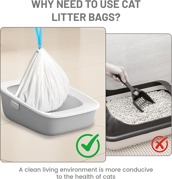 120pcs Cat Litter Bags for Litter Robot 4, Automatic Self Cleaning Cats Litter Box Waste Bags for Self-Cleaning Cat Box Multiple Cats Liners with Drawstring Pet Self Cleaning Waste Boxes Bags Liners