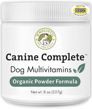 Wholistic Pet Organics Canine Complete - Dog Multivitamin Powder - 8 Oz - Daily Dog Vitamins and Supplements for Homemade Food - Immune System, Skin, Coat & Overall Health - Small and Large Breed