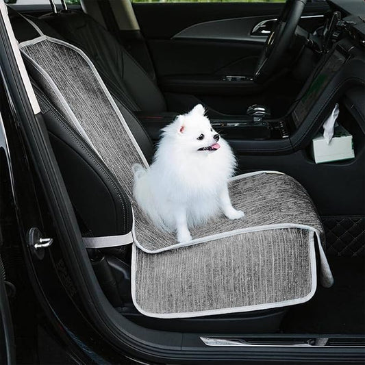 FUNNYFUZZY Chenille Dog Car Seat Cover for Front Seat,Waterproof, Scratchproof Car Seat Protector for Dogs Nonslip,Pet Seat Covers for Cars,Trucks and SUVs,Single Seat,Grey(18.1"Lx 17.7"W x 21.3"H)