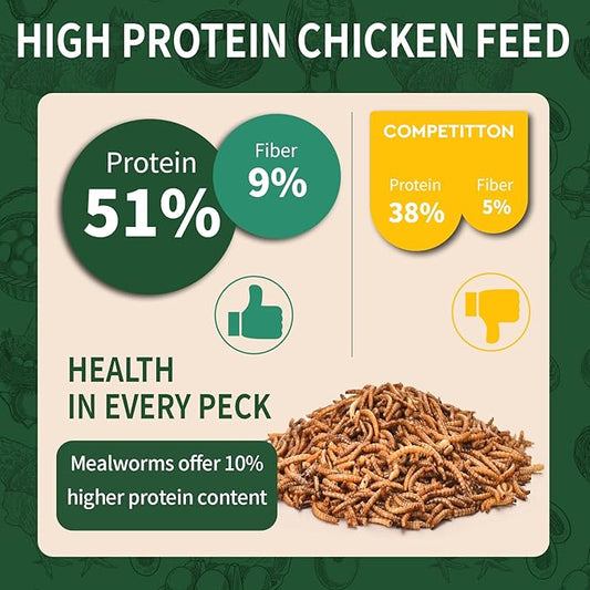 10LB Dried Mealworms, 100% Natural, Non-GMO Meal Worms, Dried for Chickens, Wild Birds, Reptile, Hamster, Hedgehog, Pigeon