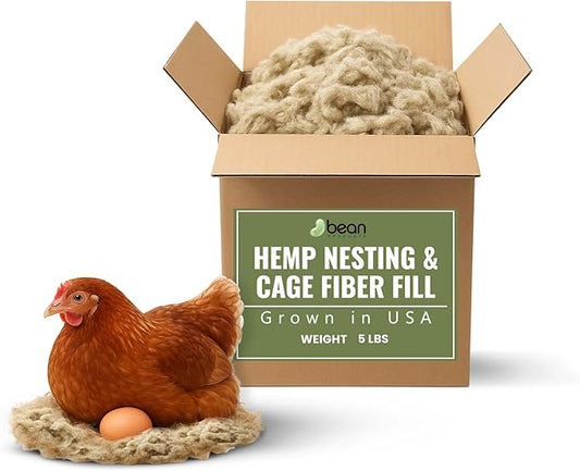 Hemp Nesting Fiber - 5 lb Chicken Nest Box Pad Hemp Fiber Fill - Absorbent DUST Free- Egg Laying Chickens coop, Horse stall, Rabbit, Reptile, Hamster, Cage Fibre, FiberFill Washable - Grown in USA