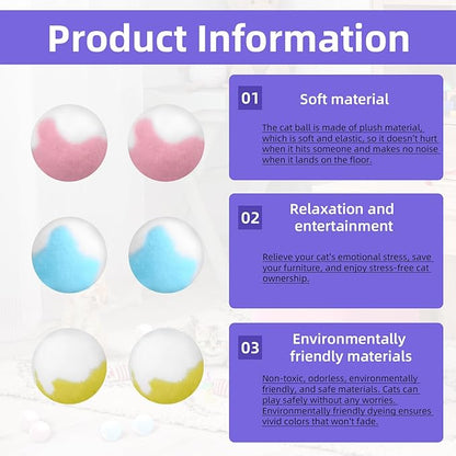 Two Color Plush Balls 40 Pcs 1.8 Inches and it Comes with Two Mouse Toys, Cat Kicker Exercise Toys, Silent Plush Elastic Ball for Kitty