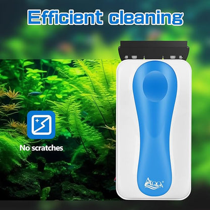 AQQA Aquarium Magnet Glass Cleaner,Dolphin Series-Fish Tank Algae Scraper Brush Cleaner for Glass or Acrylic,2 Detachable Blades Floating Cleaning Tool For1/4-1/2 Thickness