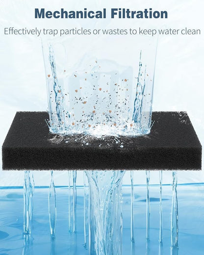 Pawfly Aquarium Filter Media Pad, Fish Tank Filter Cartridge Filter Foam Pad Inserts for ML350, 12 Pack (6.3" x 5.5" x 0.8")