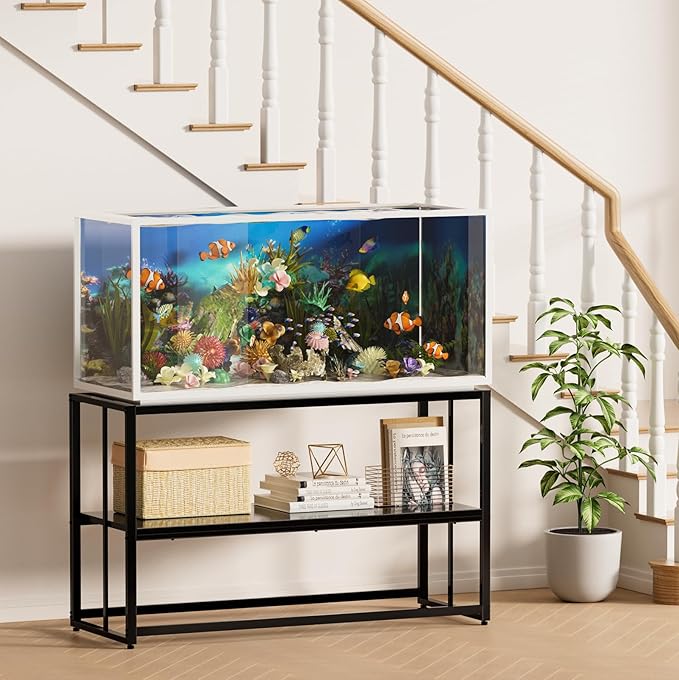 Urban Deco 55-75 Gallon Fish Tank Stand 900LBS Capacity For Aquarium Stand Metal Fish Tank Stand 48.4"x19.7"x31.5" Dual-Layer Design Terrarium Stand Ideal for Home and Office