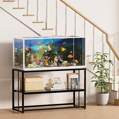 Urban Deco 55-75 Gallon Fish Tank Stand 900LBS Capacity For Aquarium Stand Metal Fish Tank Stand 48.4"x19.7"x31.5" Dual-Layer Design Terrarium Stand Ideal for Home and Office