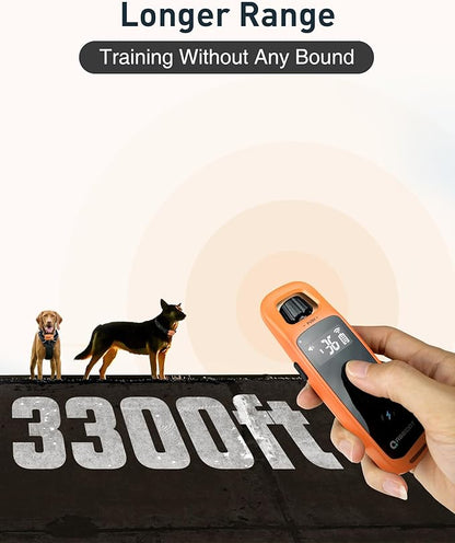 ABBIDOT Dog Shock Collar, 3300 FT Dog Training Collar with Remote, IPX7 Waterproof with 4 Training Modes, Rechargeable E-Collar for Small Medium Large Dogs (5-120 lbs)