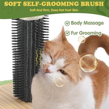 39.4'' Tall Cat Scratching Post,3.5 Inch Wide Sisal Rope Scratching Post for Indoor Adults Kittens,Cat Scratcher with Stable Solid Wood Base Interactive Ball Toys Self Groomer Brush for Large Cats