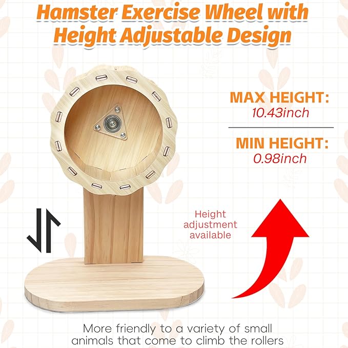 kathson Wooden Hamster Exercise Wheel 4.7 in Silent Spinning Running Wheels with Stand for Hamsters, Gerbils, Mice and Other Small Pets