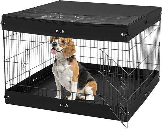 VEVOR Dog Playpen, 4 Pcs 24 x 36 in Panels Foldable Metal Pet Exercise Pen, Dog Fence Indoor and Outdoor Pen with Door, Top Cover, and Bottom Pad, Pet Playpen for Dogs, Cats and Other Small Animals