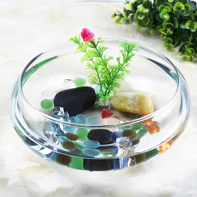 0.74 Gallon Round Fish Bowl, Plastic Clear Bowl Vase Shallow Planter Bubble Bowl Aquatic Plant Pot Hydroponic Plants Succulent Planter Fish Tank Aquarium Bowl for Home Office Decor