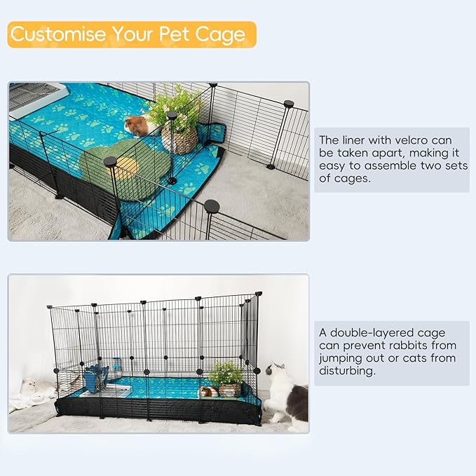 CHEGRON Guinea Pig Cages with Super Soft Liner 48x24x12inch C&C Small Animal Cage Pet Puppy Playpen Indoor Rabbit Chinchilla Hedgehog Habitat Fence DIY 12PCS Metal Grids with Waterproof Bottom
