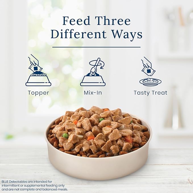 Blue Buffalo Delectables Natural Wet Dog Food Topper, Turkey Dinner 3oz (Pack of 24)