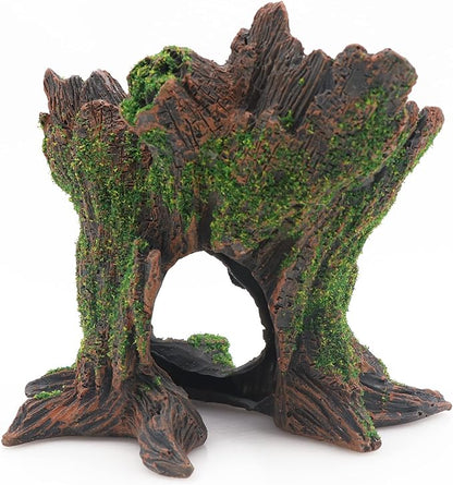 AQUA KT Aquarium Landscape Tree Stump Trunk Hollow Betta Cichlid Cave Rocks for Fish Hiding Tank Decoration Decorations
