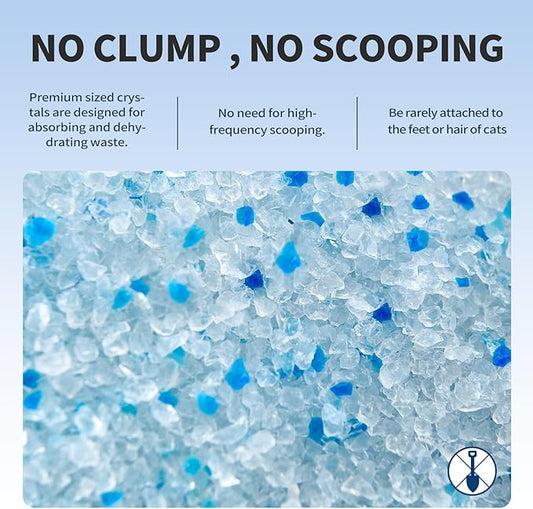 Cat Litter Crystals No Clumping Odor Control Kitty Litter Non-Clumping No scooping Low Dust, Low Tracking, Dehydrates Waste - 8.6 lbs (2 x 4.3 lb Packs)