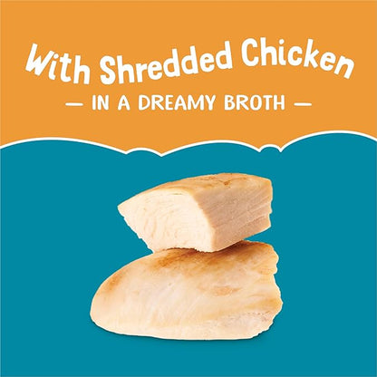 Purina Friskies Lickable Cat Treats Bits ‘n Broth With Shredded Chicken in a Dreamy Broth - (Pack of 16) 1.2 oz. Pouches