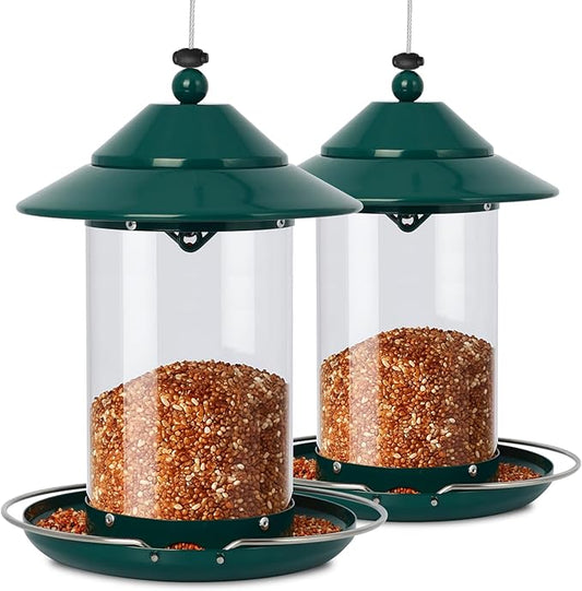Metal Bird Feeder for Outdoors – 2.4LB Hanging Bird Feeder with 360-degree, Weatherproof & Rust-Resistant, Easy to Fill & Clean for Wild Bird Feeders in Backyard & Garden(2pcs)