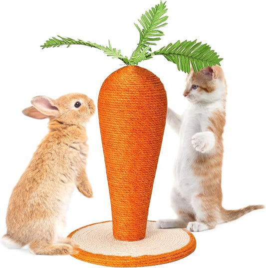 Fhiny Rabbit Scratch Toy, Natural Sisal Interactive Bunny Claw Scratcher for Indoor Kittens, Cute Carrot Rabbit Nail Scratching Post for Kitten Bunny Guinea Pig Ferret Chinchilla