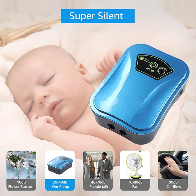 AquaMiracle USB Aquarium Air Pump Rechargeable Aerator for Bait Bucket, Portable Battery Powered Air Pump for Aquarium, Fish Tank Air Pump for Outdoor Fishing, Power Outage & Emergency