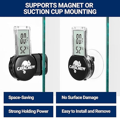 Magnetic Reptile Thermometer and Humidity Gauge, Digital Tank Thermometer Hygrometer with LCD Display, Habitat Temp Humidity Meter Accessories for Bearded Dragon, Snake, Hermit Crabs, Gecko