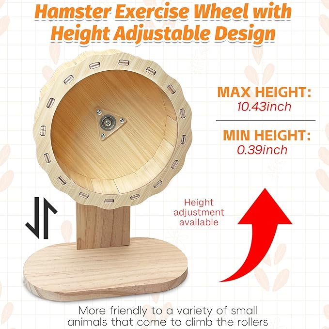kathson Wooden Hamster Exercise Wheel 6.3 in Silent Spinning Running Wheels with Stand for Hamsters, Gerbils, Mice and Other Small Pets