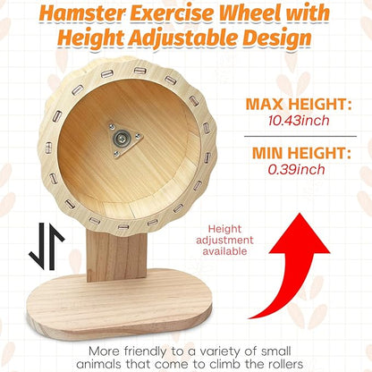 kathson Wooden Hamster Exercise Wheel 6.3 in Silent Spinning Running Wheels with Stand for Hamsters, Gerbils, Mice and Other Small Pets