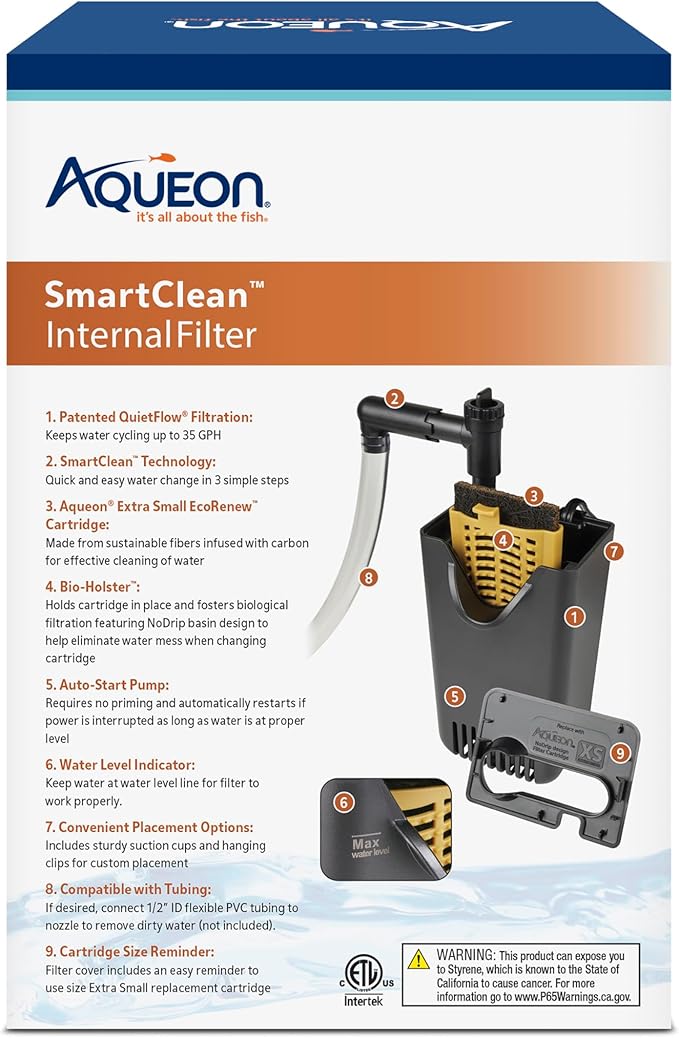 Aqueon QuietFlow Internal Filter with SmartClean Technology, Extra Small