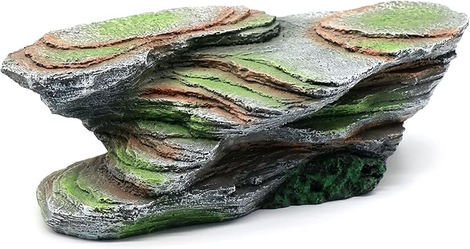Reptile Resting Terrace Tortoise Climbing Platform Shale Scape Step Ledge, Reptile Cave Hideout Leopard Gecko Accessories Decorations, Great for Reptiles, Amphibians, Bearded Dragons, Lizard, Frogs
