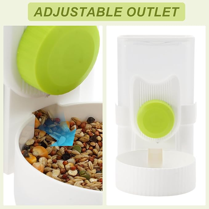 Rabbit Water Bottle, 35oz Large Capacity, Hanging Automatic Food Dispenser, for Small Animals Guinea Pig Ferret Cage Accessories Green