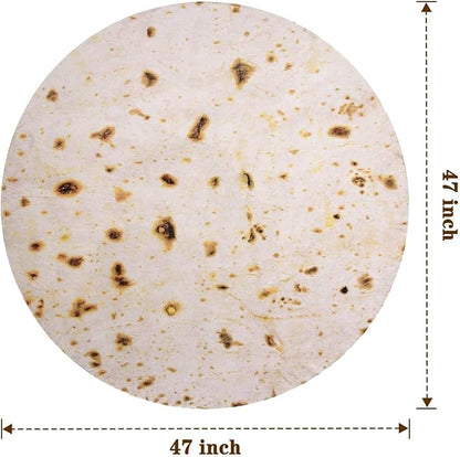 Mermaker Burrito Tortilla Taco Blanket for Adult Kids, Realistic Tortilla Throw Blanket Funny Gifts for Women Men Teen Boy Girl, Soft Flannel Food Blanket for Christmas Birthday Gifts 47 inches-Yellow