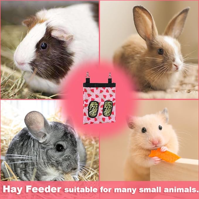 DZWLKJ Guinea Pig Hay Feeder, 600D Polyester, Watermelon, Rabbit Hay Feeder Bag, Guinea Pig, Chinchilla, Hamsters, Small Pets, 1 Pack, Foldable, Lightweight