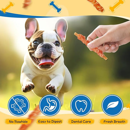 Gazeupon Dog Dental Treats, Chicken Wrapped Peanut Butter Sticks, Healthy Training Snacks for Dogs, Easy to Digest, w/Glucosamine Chondroitin