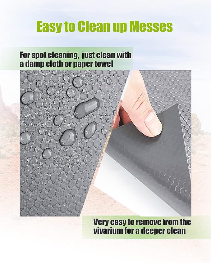 Bearded Dragon Tank Accessories, Reptile Substrate Floor, Leopard Gecko Tank Liner Mat for 40 Gallon, 20 Gallon, 50 Gallon,75 Gallon Lizard Tank, Grey