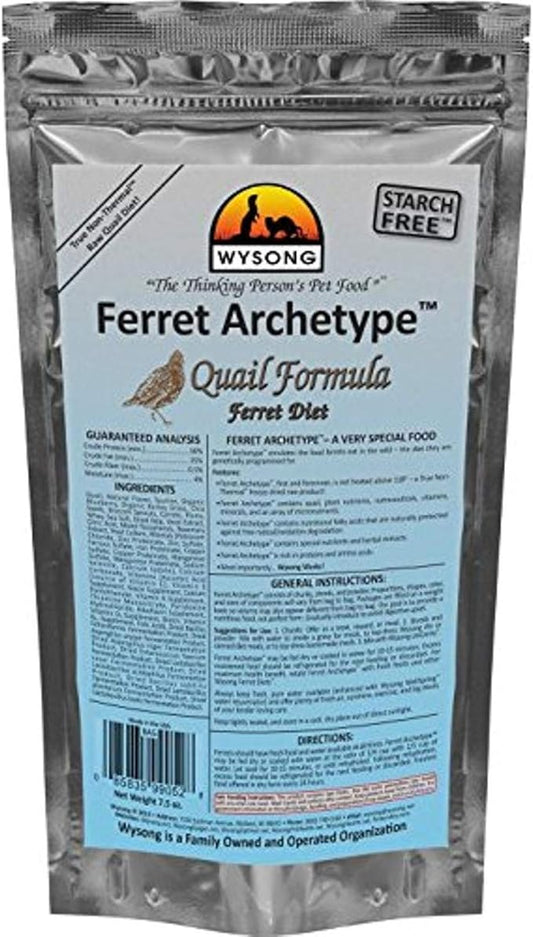 Wysong 858053 Ferret Archetype Quail Formula - Raw Ferret Food - 7.5 Ounce Bag