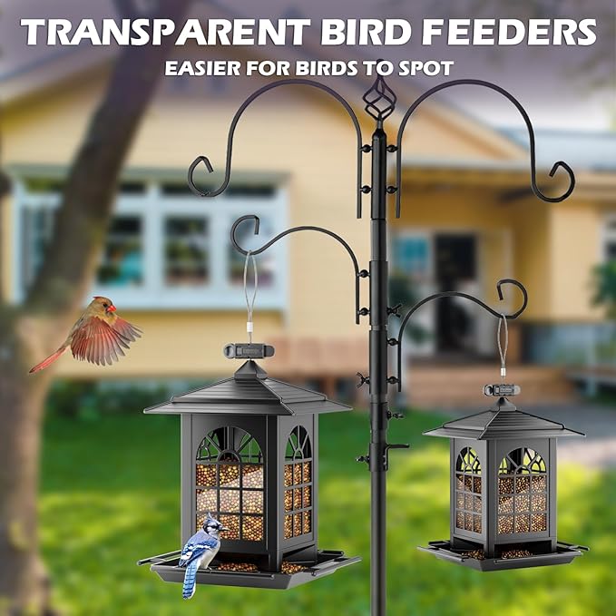 Birdream 2 Pack Bird Feeders for Outdoors Hanging - 7LB Total Capacity Classic Courtyard Design Fun Assembly Large Bird Feeder, Attracting Wild Birds Cardinals Goldfinches Sparrows