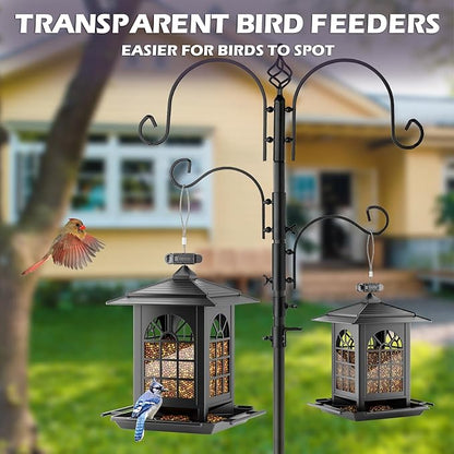Birdream 2 Pack Bird Feeders for Outdoors Hanging - 7LB Total Capacity Classic Courtyard Design Fun Assembly Large Bird Feeder, Attracting Wild Birds Cardinals Goldfinches Sparrows