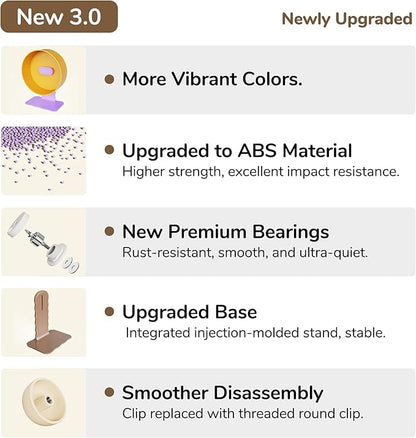 Quiet Hamster Wheel 10.2 Inch Dual-Bearings Silent Small Animals Running Exercise Wheel Height Adjustable for Syrian Hamsters, Gerbils, Rats, or Other Small Pets, Mousse White