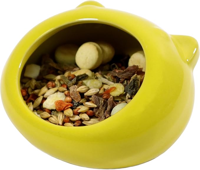 Ceramic Small Pet Hamster Food Bowl Guinea Pig Food Bowls Hamsters Water Bowl Ferret Chinchillas Squirrels Hedgehog Accessories Reptiles Hamster Accessories for Cages (Yellow)