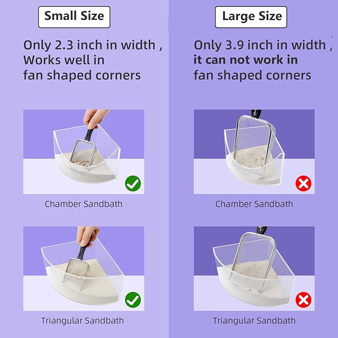 Niteangel Hamster Sand Bath Scoop: - Stainless Steel Sand Substrate Shovel Fine Mesh Metal Sifter Scooper fits Small Animal sandbath Box (Small Scoop)