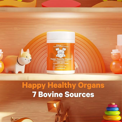Happy Healthy Organs & Glands Supplement for Dogs, Freeze-Dried Raw Grass-Fed Beef Liver Heart Kidney Spleen Pancreas Bone Marrow, Bovine Thymus Multi Organ Powder, Canine Vitamins, 3 oz