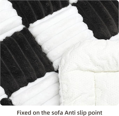 Dog Car Seat Cover for Back Seat, Plaid Backseat Pet Bed Mat, Non-Slip Travel Dog Bed for Backseat Extenders, 24.8" x 54", Black and White