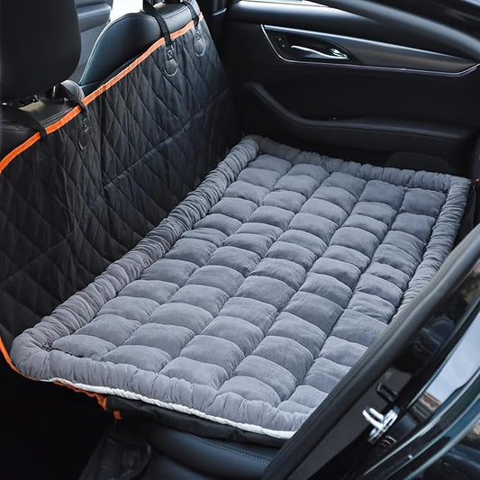 Dog Bed Mat for Car Backseat Extender, 24.8'' x 54'' Non-Slip Travel Pet Blanket for Back Seat, Washable, Soft & Scratch-Proof, Chenille Fabric, Universal Fit for Car, SUV, Truck, Blue-Grey, 2'' Thick