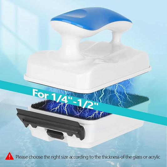 AQQA Aquarium Magnet Glass Cleaner,Dolphin Series-Fish Tank Algae Scraper Brush Cleaner for Glass or Acrylic,2 Detachable Blades Floating Cleaning Tool For1/4-1/2 Thickness