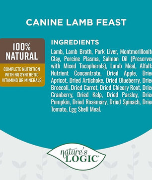 Nature's Logic Grain-Free Canned Dog Food - 95% Animal Proteins - 100% Natural Wet Dog Food Cans - No Common Allergens - All Life Stages - Ideal for Sensitive Dogs - Lamb (13.2 oz, 12 pack)
