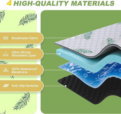 Washable Pee Pads for Dogs, 2Pack Reusable Puppy Pads, Super Absorbent & Leakproof Dog Pads, Anti-Slip Dog Pee Pads for Puppy Training & Incontinence, Leaf Pattern 24"x36"